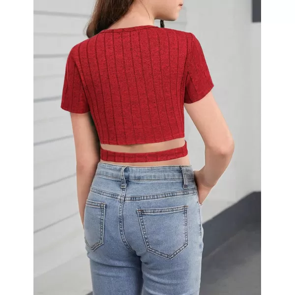 Arshiner Girls Crisscross Crop Tops Short Sleeve Summer Tween Crewneck Shirt Tee