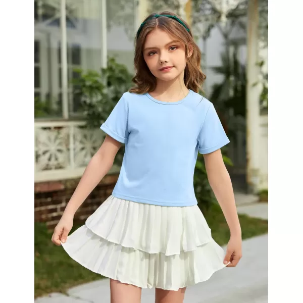 Arshiner Girls Crop Tops Short Sleeve Tie Dye Summer T Shirt Crewneck Rolled Cuffs Fashion Shirts Tee