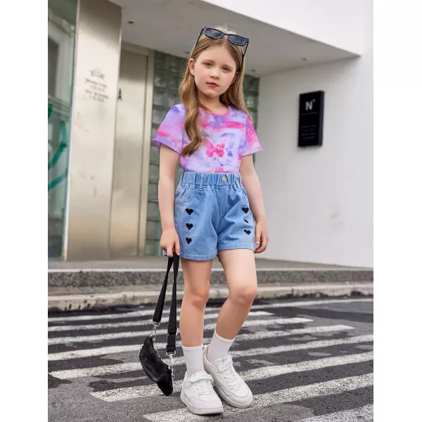 Arshiner Girls Crop Tops Short Sleeve Tie Dye Summer T Shirt Crewneck Rolled Cuffs Fashion Shirts Tee