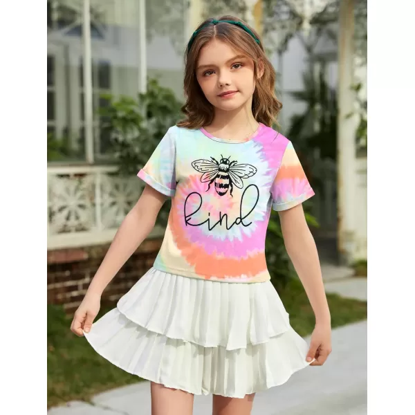 Arshiner Girls Crop Tops Short Sleeve Tie Dye Summer T Shirt Crewneck Rolled Cuffs Fashion Shirts Tee