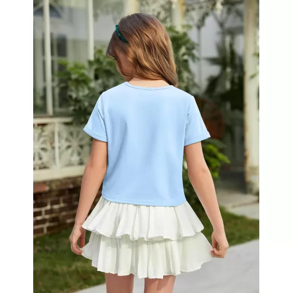 Arshiner Girls Crop Tops Short Sleeve Tie Dye Summer T Shirt Crewneck Rolled Cuffs Fashion Shirts Tee