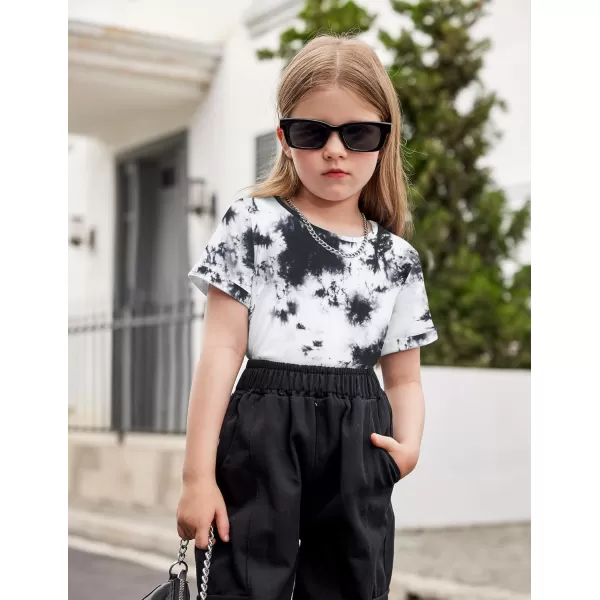 Arshiner Girls Crop Tops Short Sleeve Tie Dye Summer T Shirt Crewneck Rolled Cuffs Fashion Shirts Tee