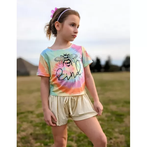 Arshiner Girls Crop Tops Short Sleeve Tie Dye Summer T Shirt Crewneck Rolled Cuffs Fashion Shirts Tee
