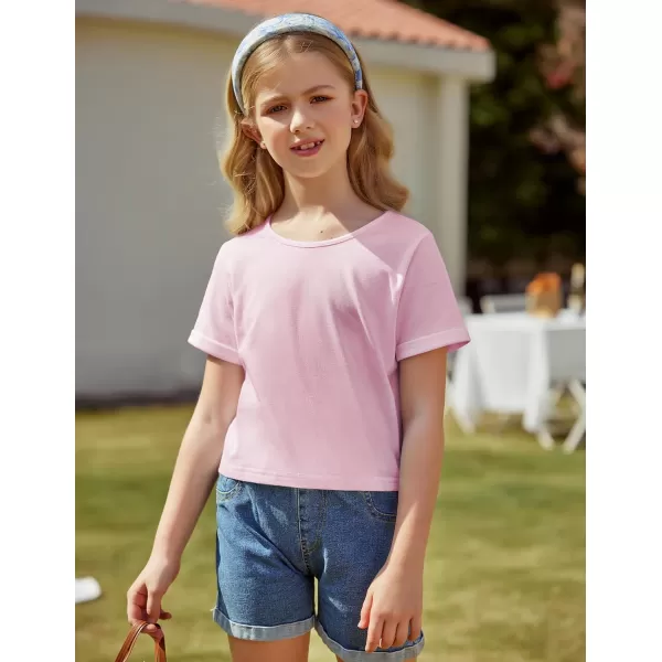 Arshiner Girls Crop Tops Short Sleeve Tie Dye Summer T Shirt Crewneck Rolled Cuffs Fashion Shirts Tee