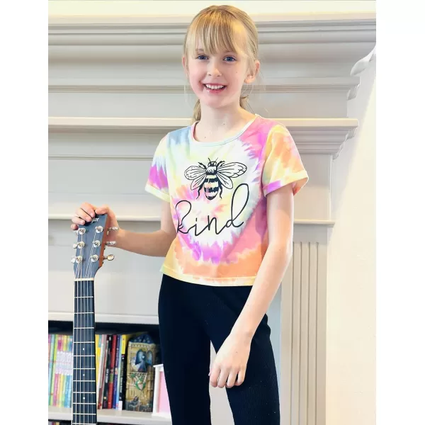 Arshiner Girls Crop Tops Short Sleeve Tie Dye Summer T Shirt Crewneck Rolled Cuffs Fashion Shirts Tee