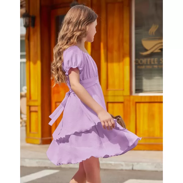 Arshiner Girls Dress Summer Off Shoulder Puff Sleeve Ruffle Tiered Layer Party Dresses