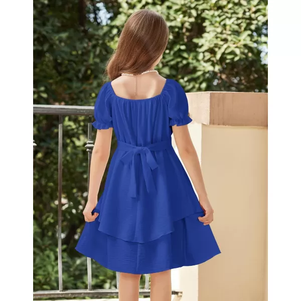 Arshiner Girls Dress Summer Off Shoulder Puff Sleeve Ruffle Tiered Layer Party Dresses