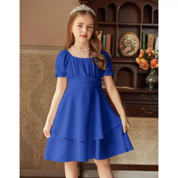 Arshiner Girls Dress Summer Off Shoulder Puff Sleeve Ruffle Tiered Layer Party Dresses