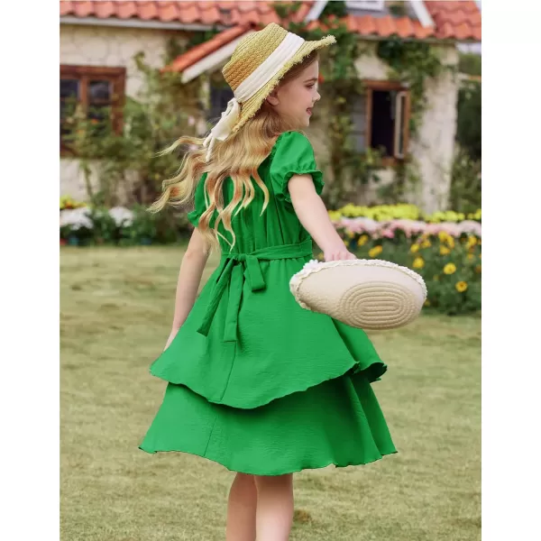 Arshiner Girls Dress Summer Off Shoulder Puff Sleeve Ruffle Tiered Layer Party Dresses