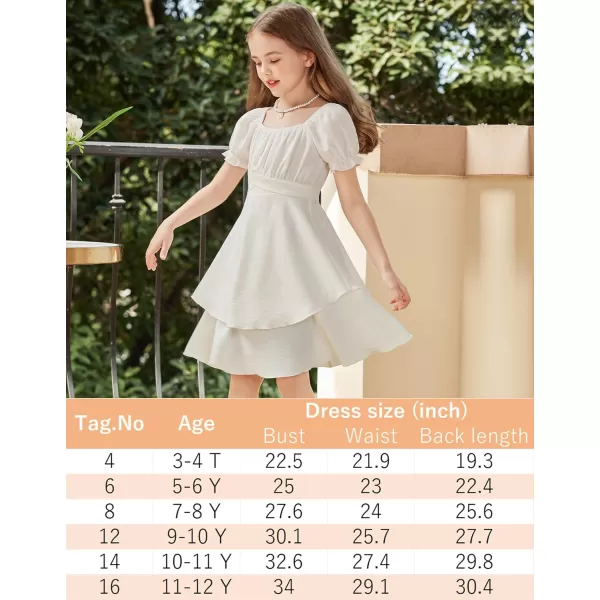 Arshiner Girls Dress Summer Off Shoulder Puff Sleeve Ruffle Tiered Layer Party Dresses