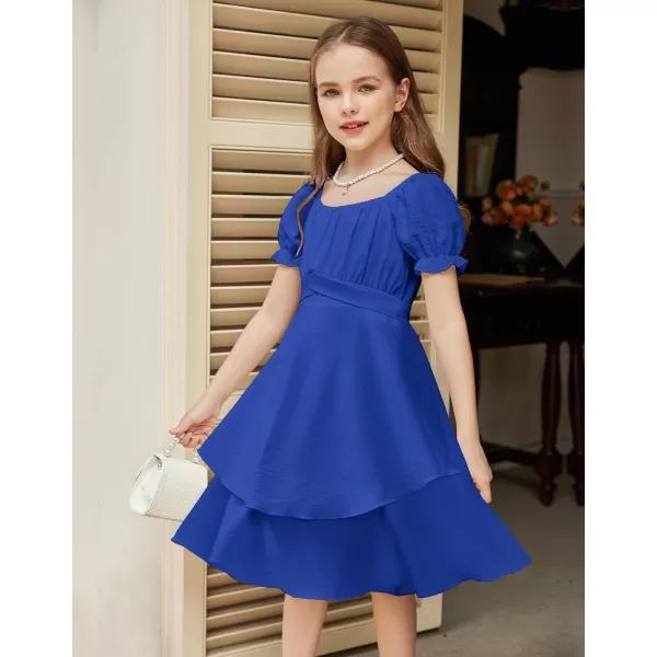 Arshiner Girls Dress Summer Off Shoulder Puff Sleeve Ruffle Tiered Layer Party Dresses