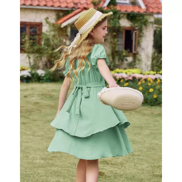 Arshiner Girls Dress Summer Off Shoulder Puff Sleeve Ruffle Tiered Layer Party Dresses