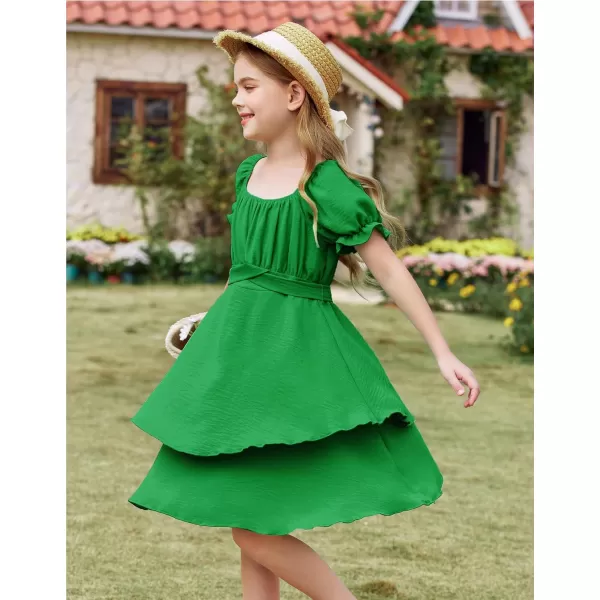 Arshiner Girls Dress Summer Off Shoulder Puff Sleeve Ruffle Tiered Layer Party Dresses