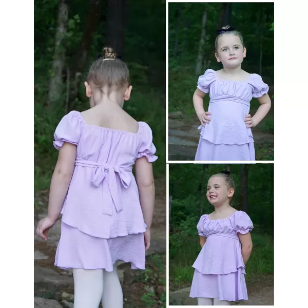 Arshiner Girls Dress Summer Off Shoulder Puff Sleeve Ruffle Tiered Layer Party Dresses