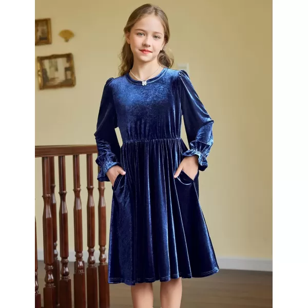 Arshiner Girls Dresses Velvet A Line Casual Party Dress with Pockets
