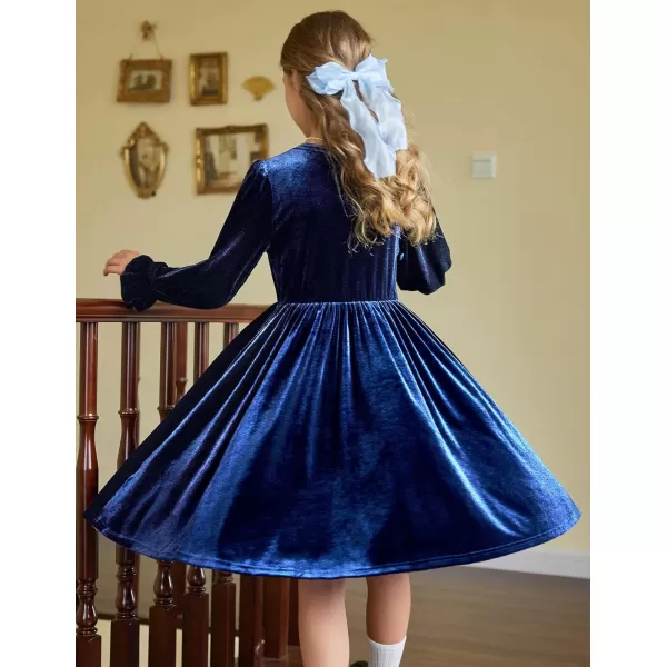 Arshiner Girls Dresses Velvet A Line Casual Party Dress with Pockets
