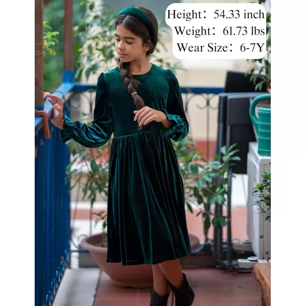 Arshiner Girls Dresses Velvet A Line Casual Party Dress with Pockets
