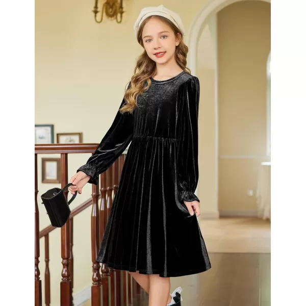 Arshiner Girls Dresses Velvet A Line Casual Party Dress with Pockets