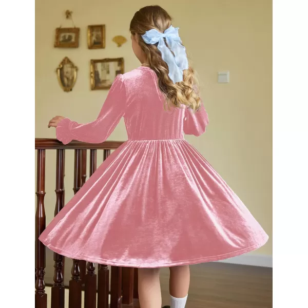Arshiner Girls Dresses Velvet A Line Casual Party Dress with Pockets
