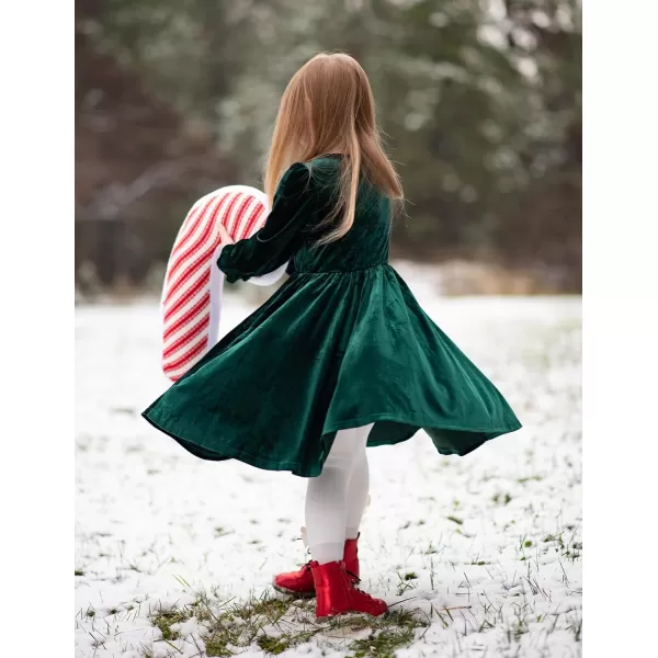 Arshiner Girls Dresses Velvet A Line Casual Party Dress with Pockets