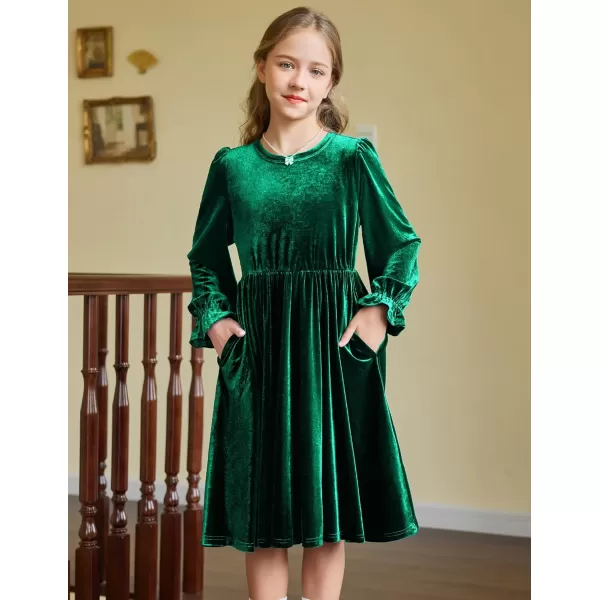 Arshiner Girls Dresses Velvet A Line Casual Party Dress with Pockets