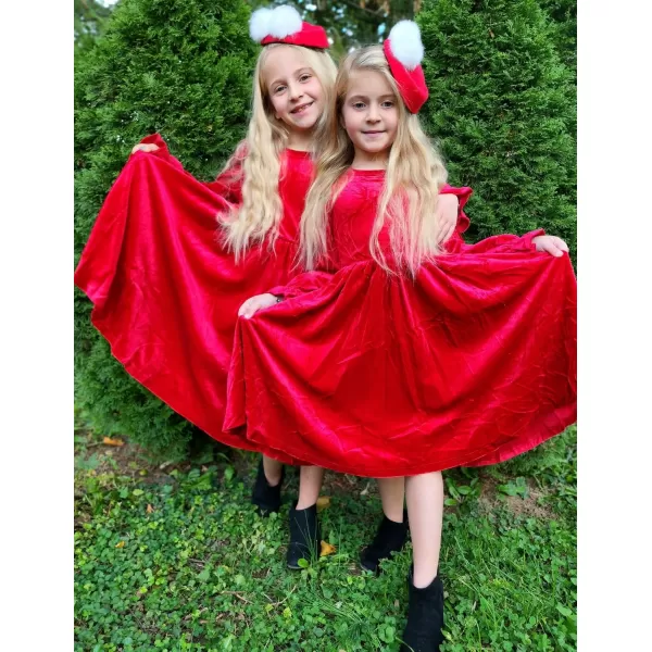 Arshiner Girls Dresses Velvet A Line Casual Party Dress with Pockets