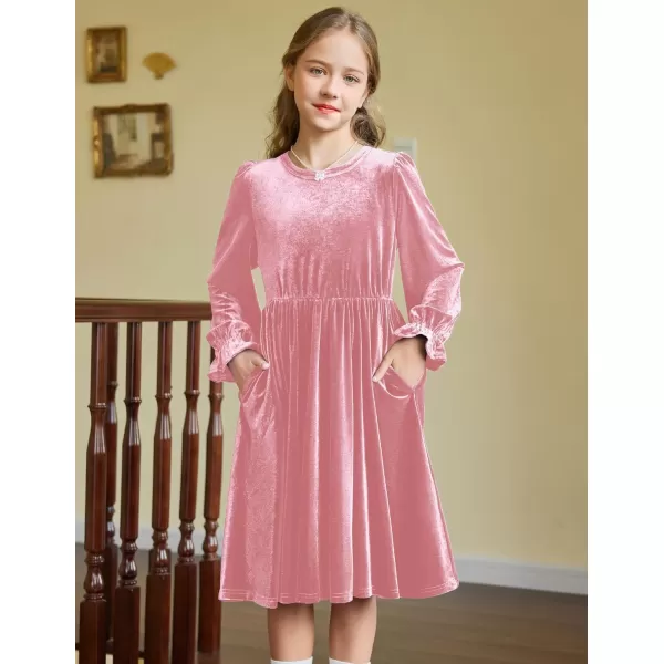 Arshiner Girls Dresses Velvet A Line Casual Party Dress with Pockets