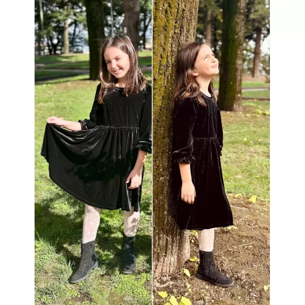 Arshiner Girls Dresses Velvet A Line Casual Party Dress with Pockets