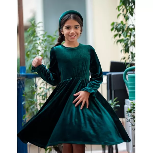 Arshiner Girls Dresses Velvet A Line Casual Party Dress with Pockets