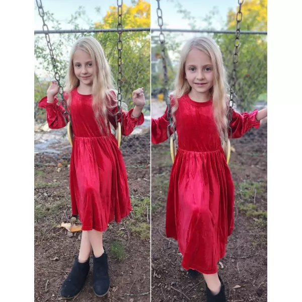 Arshiner Girls Dresses Velvet A Line Casual Party Dress with Pockets