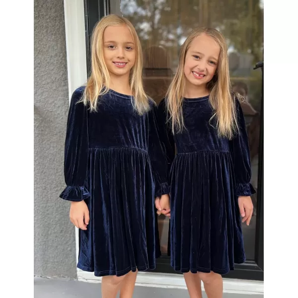 Arshiner Girls Dresses Velvet A Line Casual Party Dress with Pockets