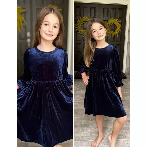 Arshiner Girls Dresses Velvet A Line Casual Party Dress with Pockets