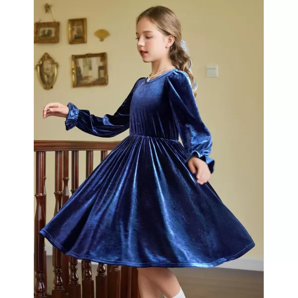 Arshiner Girls Dresses Velvet A Line Casual Party Dress with Pockets