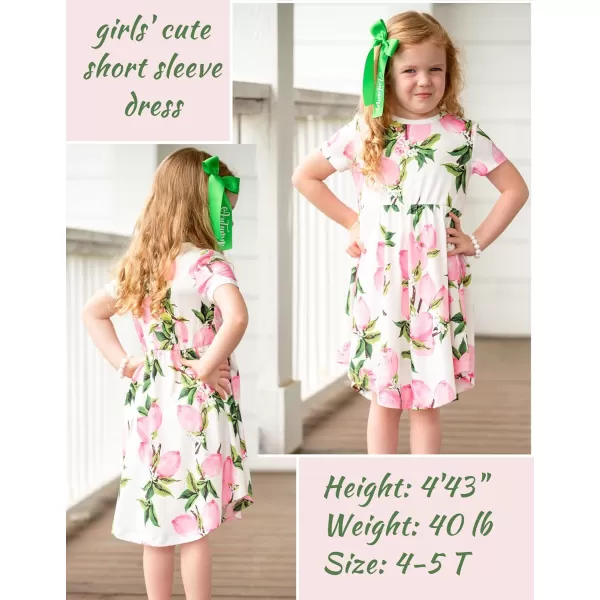 Arshiner Girls Floral Dress Boho Short Sleeve Casual Swing Dresses for Kids 10-11 Years