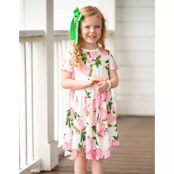 Arshiner Girls Floral Dress Boho Short Sleeve Casual Swing Dresses for Kids 10-11 Years