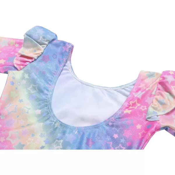 Arshiner Girls Gymnastics Leotards Ruffle Long Sleeve Shimmer Ballet Unitard Dancewear for 3-10 Years