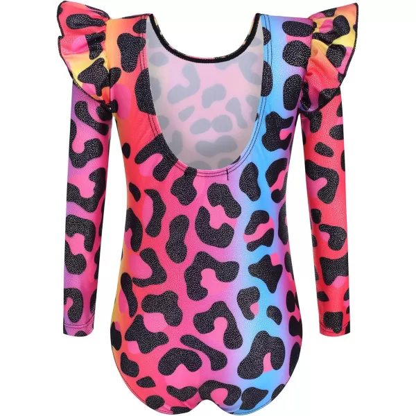 Arshiner Girls Gymnastics Leotards Ruffle Long Sleeve Shimmer Ballet Unitard Dancewear for 3-10 Years