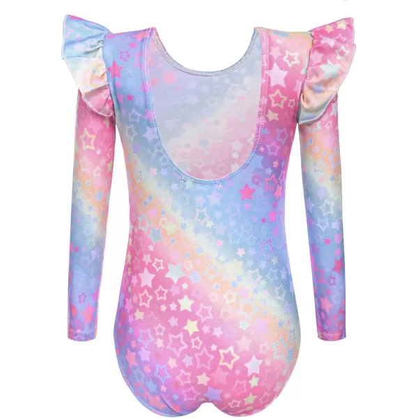 Arshiner Girls Gymnastics Leotards Ruffle Long Sleeve Shimmer Ballet Unitard Dancewear for 3-10 Years