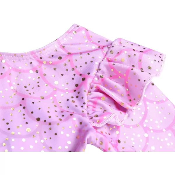 Arshiner Girls Gymnastics Leotards Ruffle Long Sleeve Shimmer Ballet Unitard Dancewear for 3-10 Years