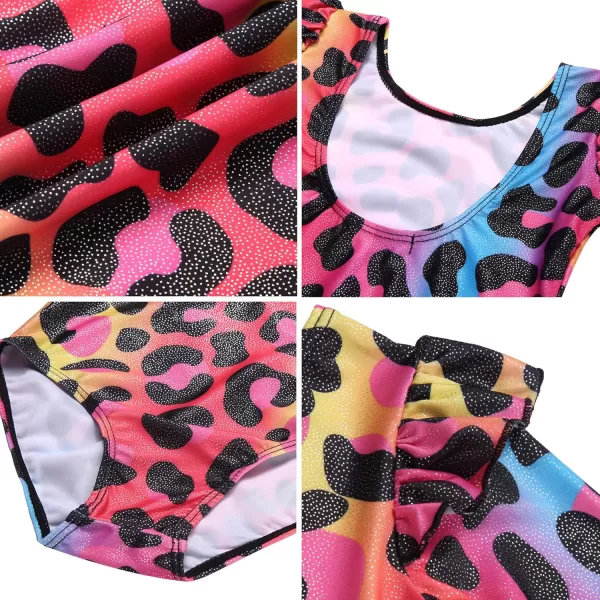 Arshiner Girls Gymnastics Leotards Ruffle Long Sleeve Shimmer Ballet Unitard Dancewear for 3-10 Years