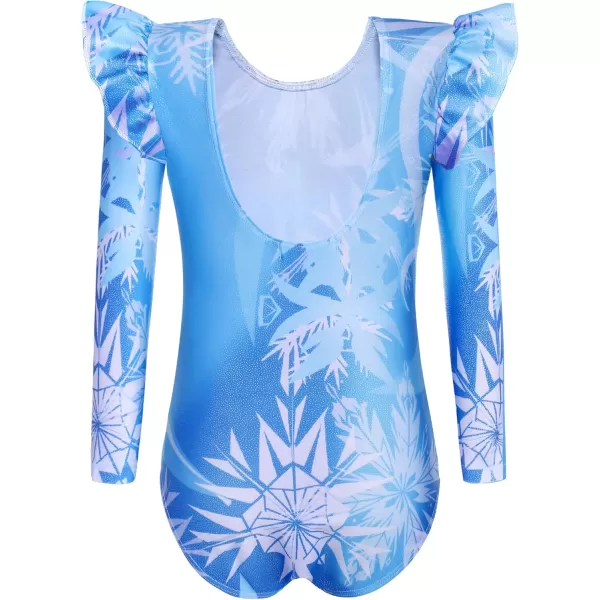 Arshiner Girls Gymnastics Leotards Ruffle Long Sleeve Shimmer Ballet Unitard Dancewear for 3-10 Years
