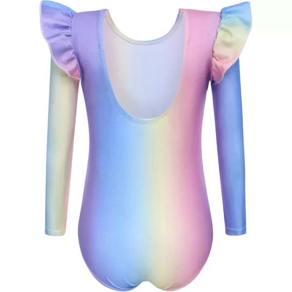 Arshiner Girls Gymnastics Leotards Ruffle Long Sleeve Shimmer Ballet Unitard Dancewear for 3-10 Years