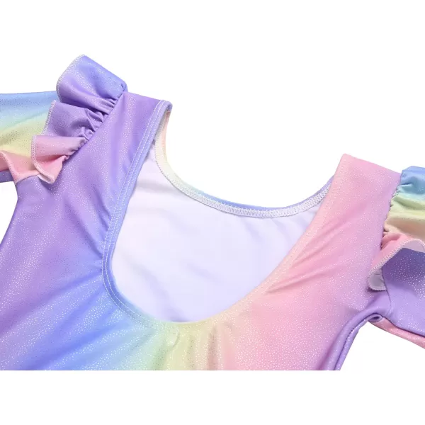 Arshiner Girls Gymnastics Leotards Ruffle Long Sleeve Shimmer Ballet Unitard Dancewear for 3-10 Years