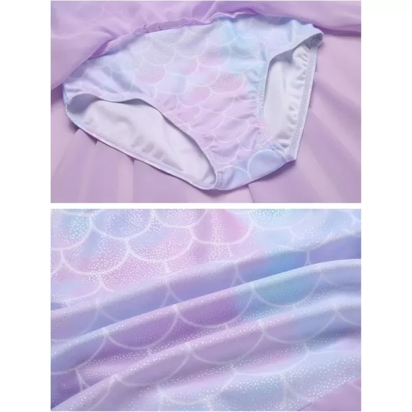 Arshiner Girls Long Sleeve Ballet Leotards with Shinny Skirts Criss-Cross Back Dance Dresses