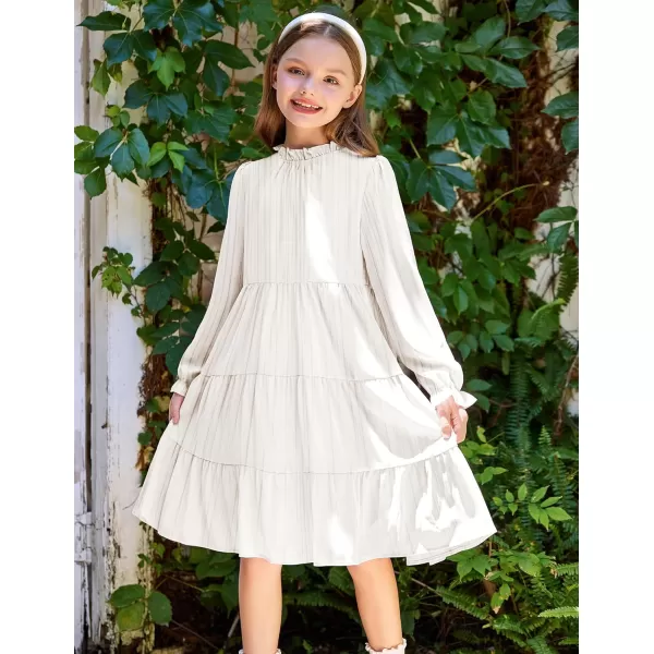 Arshiner Girls Long Sleeve Dress Tween Fall Formal Party Holiday Midi Tiered Flowy Swing Dresses with Belt 5-13 Y