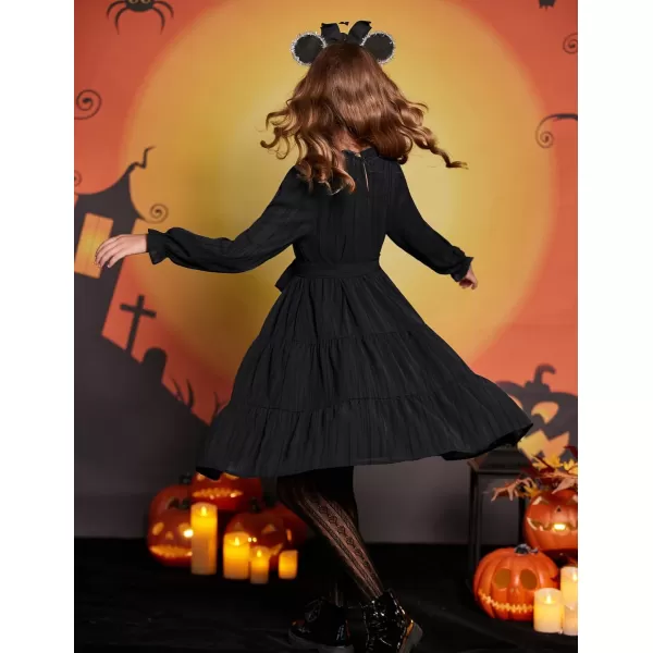 Arshiner Girls Long Sleeve Dress Tween Fall Formal Party Holiday Midi Tiered Flowy Swing Dresses with Belt 5-13 Y