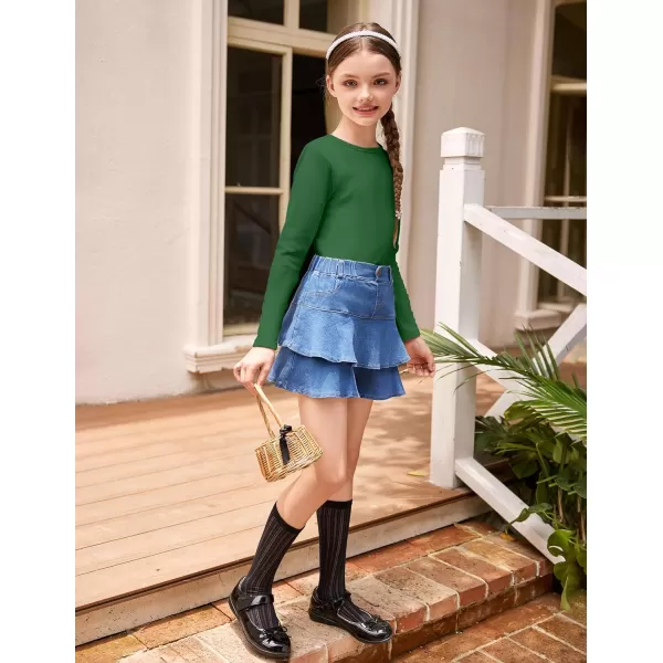 Arshiner Girls Long Sleeve Shirts So Soft Fashion Crewneck Thermal Tunic Tops Blouse Tee 3-12 Years
