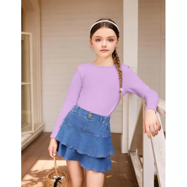 Arshiner Girls Long Sleeve Shirts So Soft Fashion Crewneck Thermal Tunic Tops Blouse Tee 3-12 Years