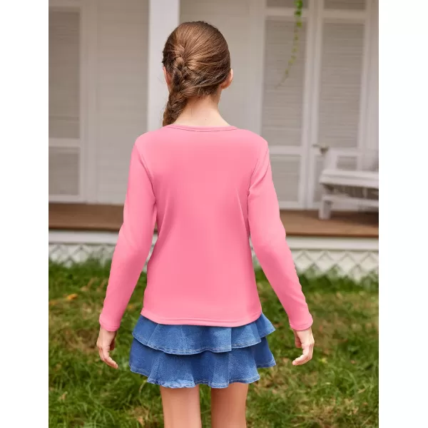 Arshiner Girls Long Sleeve Shirts So Soft Fashion Crewneck Thermal Tunic Tops Blouse Tee 3-12 Years
