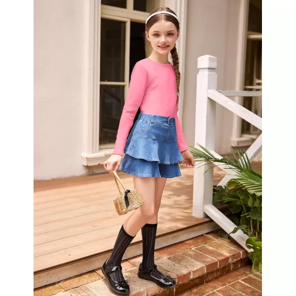 Arshiner Girls Long Sleeve Shirts So Soft Fashion Crewneck Thermal Tunic Tops Blouse Tee 3-12 Years